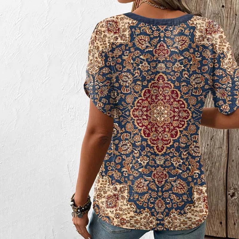 Vintage-T-Shirt Mit Ethnischem Aufdruck