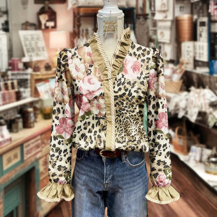 Vintage Bluse Mit Blumendruck