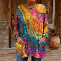 Vintage-Bluse In Bunten Farben