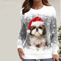 Weihnachts-Sweatshirt Mit Hundeaufdruck