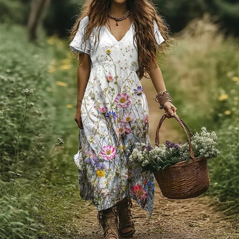 Vintage-Kleid Mit Blumenmuster