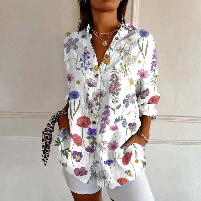 【Lange Ärmel】Lässige Bluse Mit Blumendruck