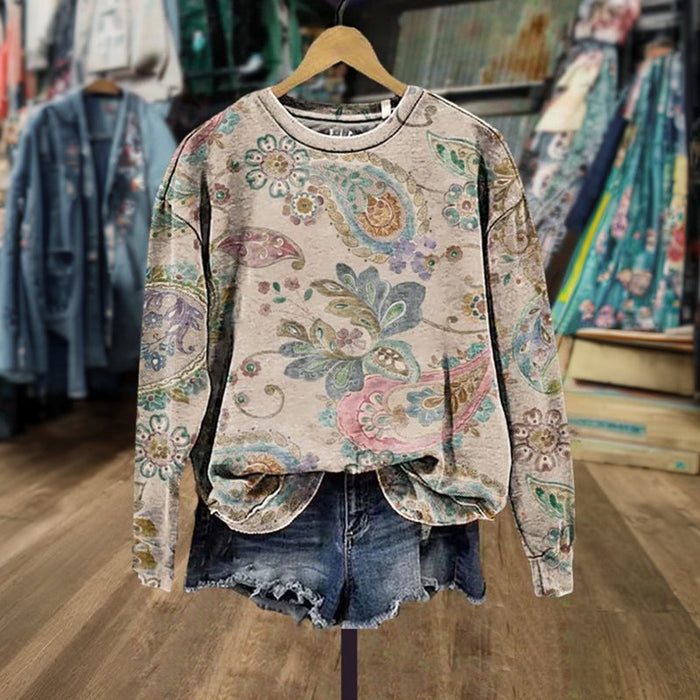 Vintage Sweatshirt Mit Blumendruck