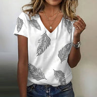 Lässiges T-Shirt Mit Blattdruck