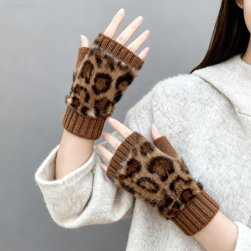 Warme Handschuhe Mit Leopardenmuster