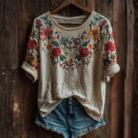 Vintage-T-Shirt Mit Blumendruck