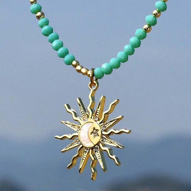Böhmische Halskette Mit Sonnenanhänger