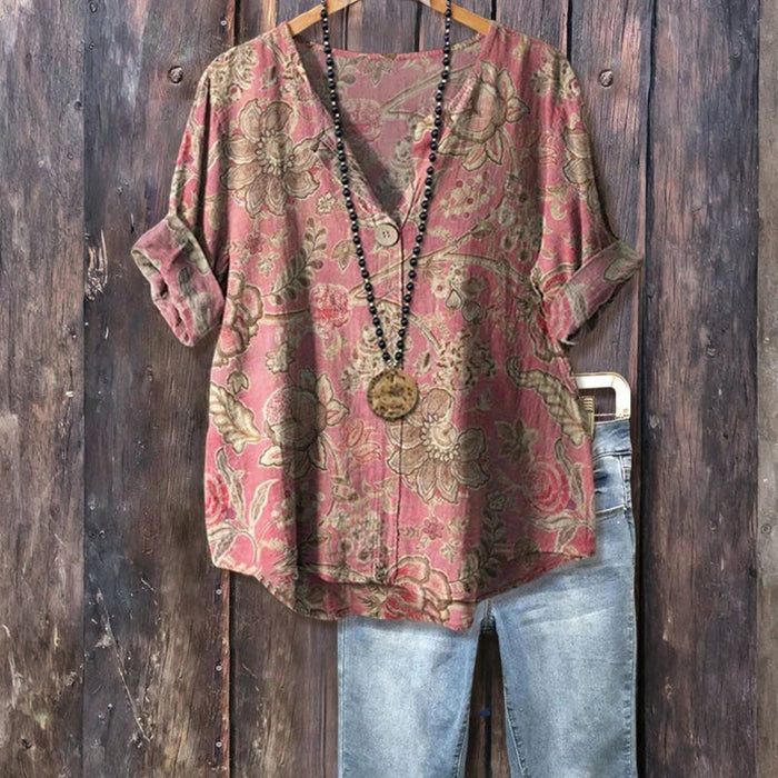 Vintage Bluse Mit Blumendruck