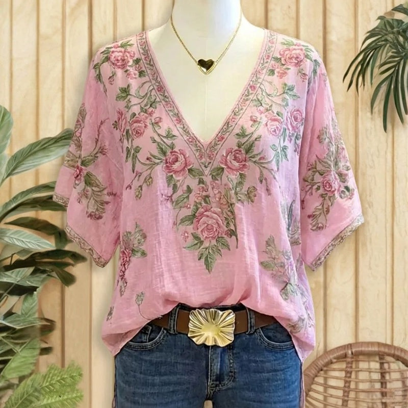 Vintage-Bluse Mit Blumenmuster