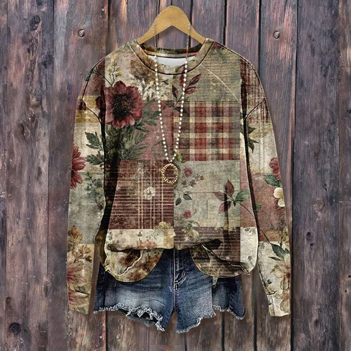 Vintage Sweatshirt Mit Blumendruck