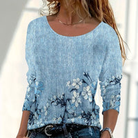 【Lange Ärmel】Vintage-T-Shirt Mit Blumendruck