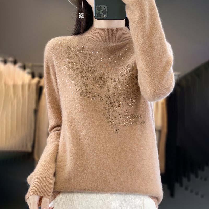 Strickpullover Mit Blättermuster