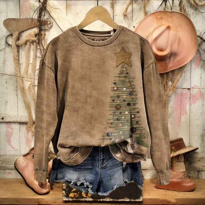 Sweatshirt Mit Vintage-Weihnachtsdruck