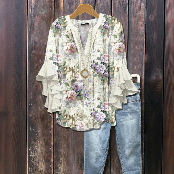 Lässige Bluse Mit Blumenmuster