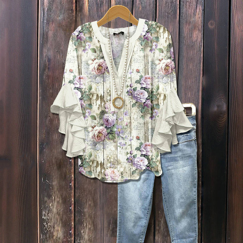 Lässige Bluse Mit Blumenmuster
