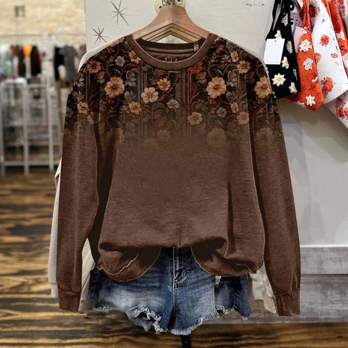 Vintage-Sweatshirt Mit Blumendruck