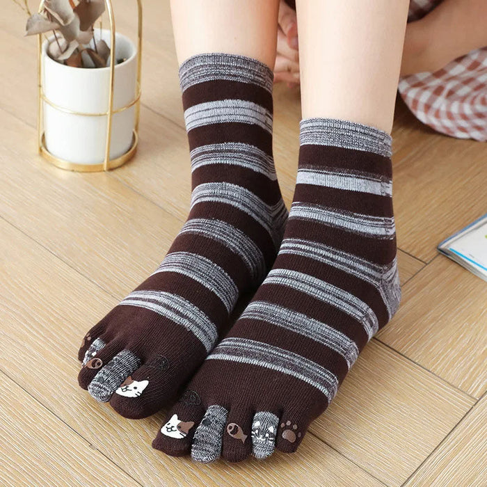 Lässige Gestreifte 5-Finger-Socken