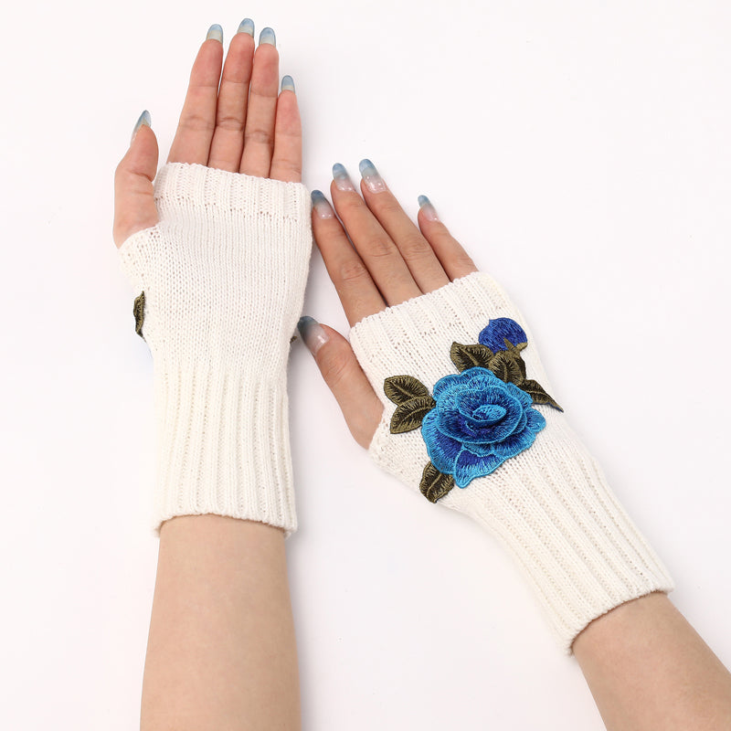 Warme Handschuhe Mit Blumendruck