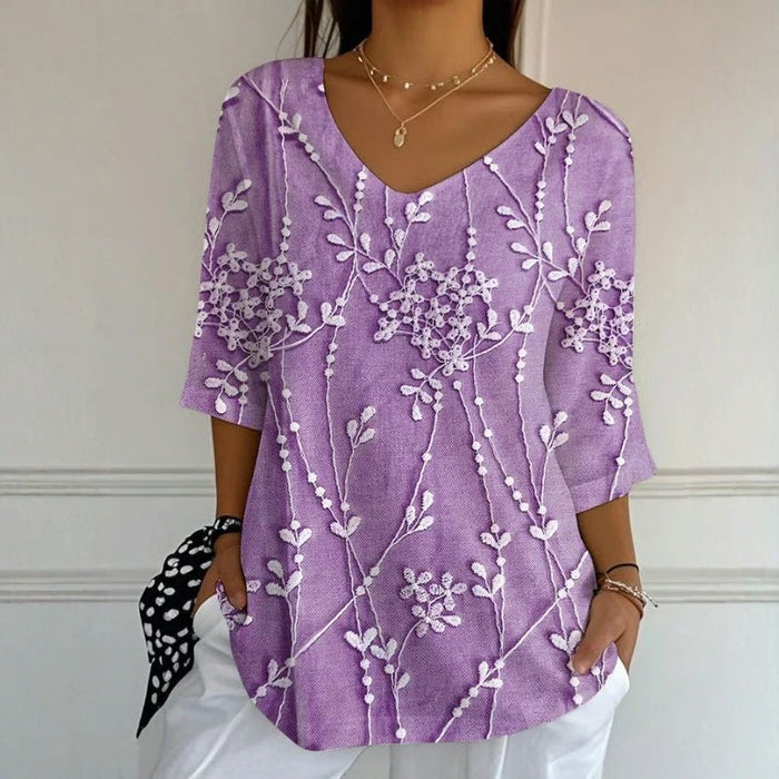 Lässige Bluse Mit Blätterprint