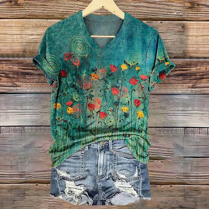 Vintage T-Shirt Mit Blumendruck