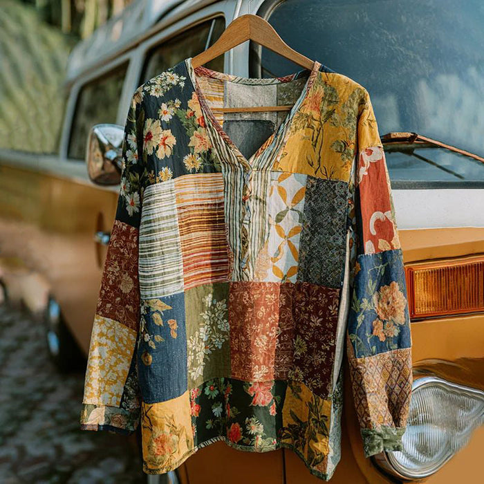 Vintage Bluse Mit Blumendruck