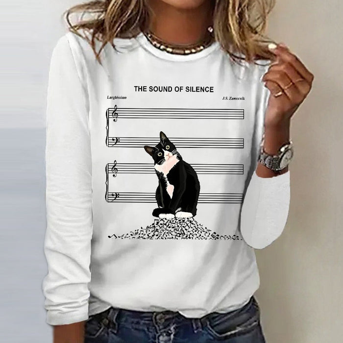 Lässiges T-Shirt Mit Katzen-Druck