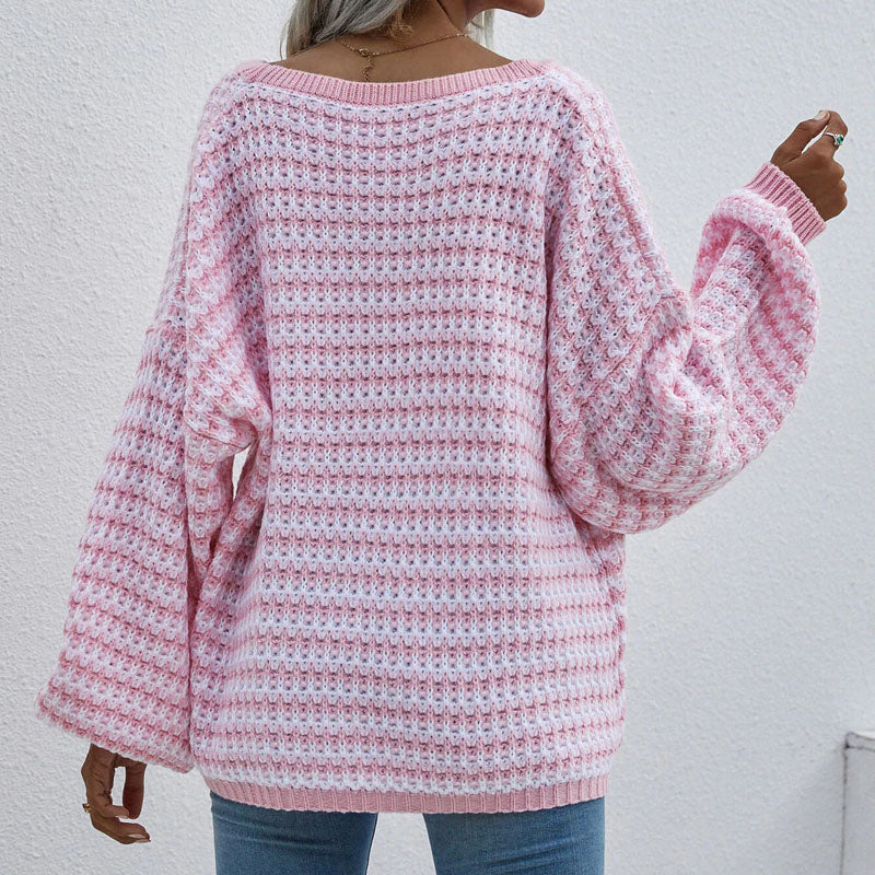 Lässiger Gestreifter Strickpullover