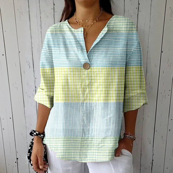 Lässige Bluse Mit Farbblock