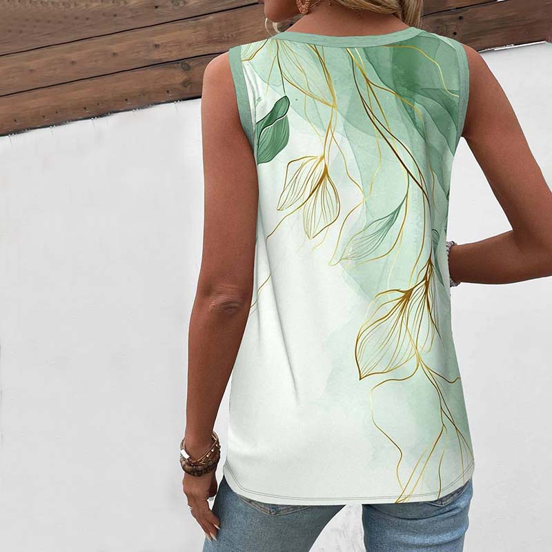 Farbverlaufs-Tanktop Mit Blätterdruck