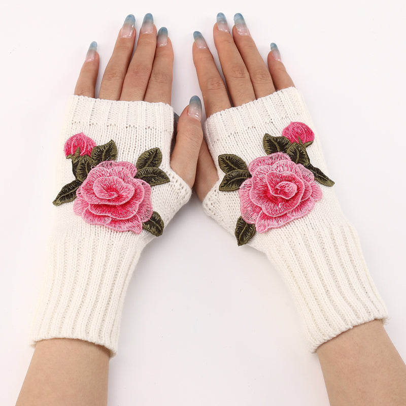 Warme Handschuhe Mit Blumendruck