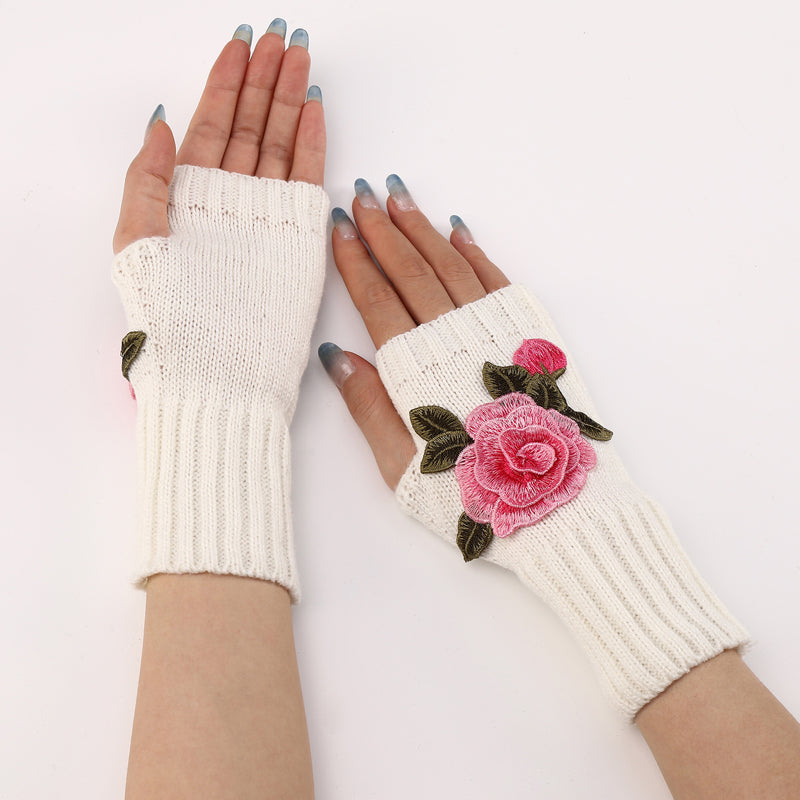 Warme Handschuhe Mit Blumendruck
