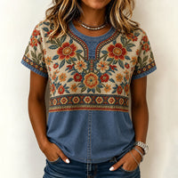 Vintage-Bluse Mit Blumenmuster