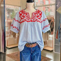 Vintage-Bluse Mit Blumenmuster