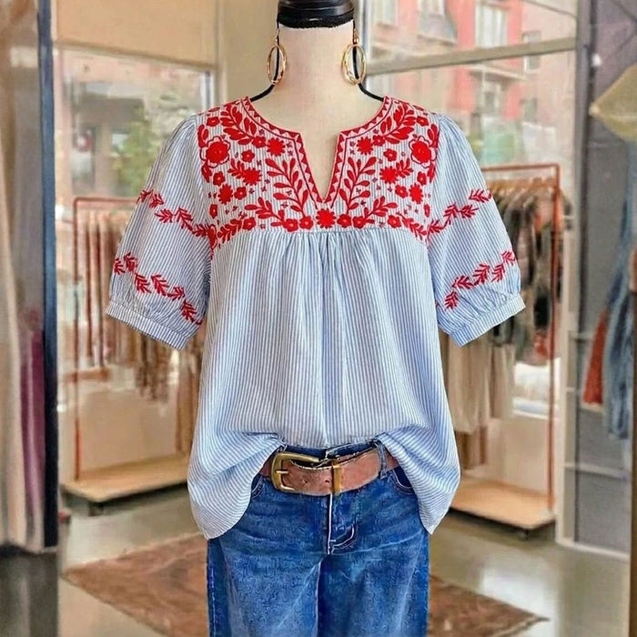 Vintage-Bluse Mit Blumenmuster