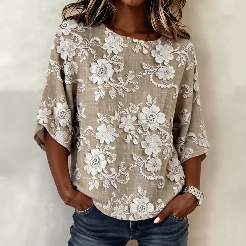 Vintage-Bluse Mit Blumenmuster