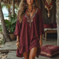 【Lange Ärmel】Lässiges Vintage-Kleid