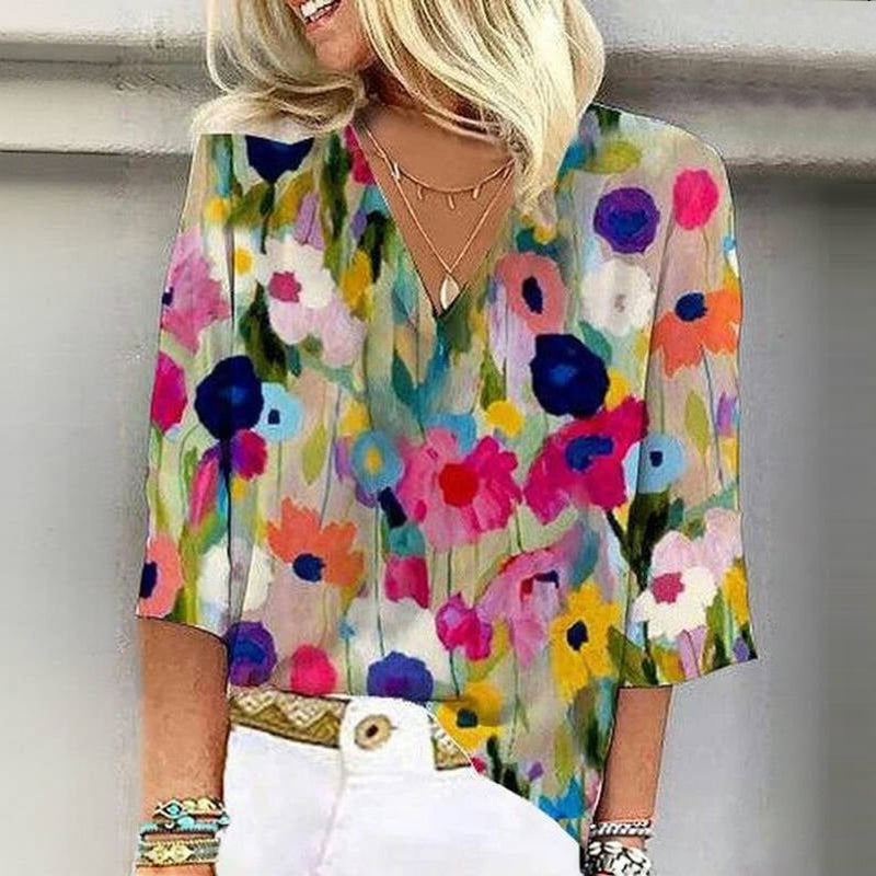 Buntes Bluse Mit Blumenmuster