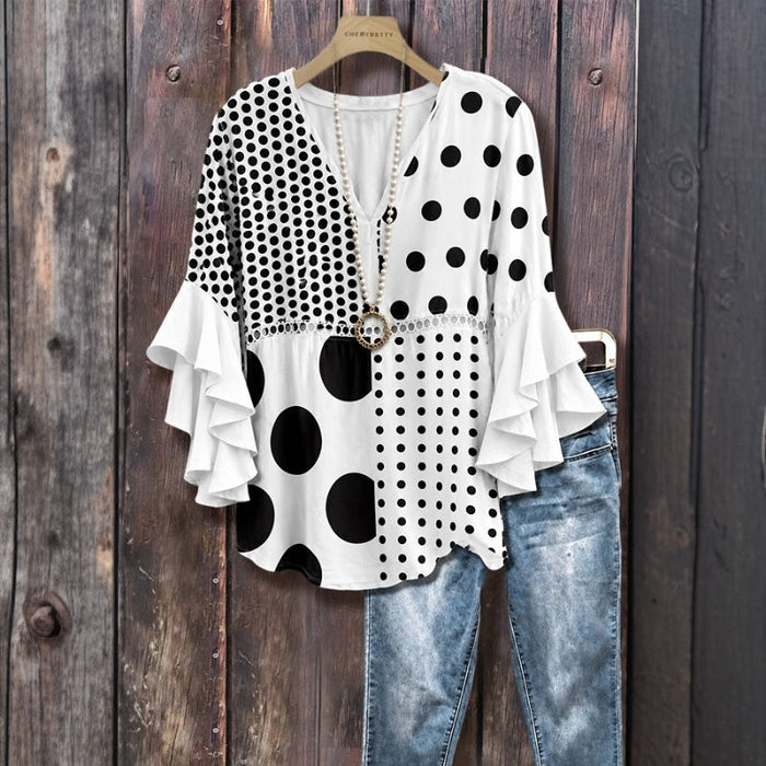 Vintage-Bluse Mit Polka-Dots