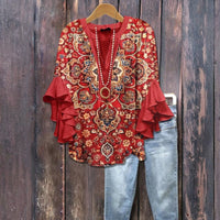Vintage Bluse Mit Blumendruck