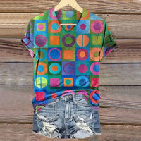 Buntes T-Shirt Mit Geometrischem Print