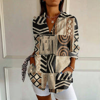 Vintage-Bluse Mit Abstraktem Druck