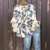 Vintage Bluse Mit Blumendruck