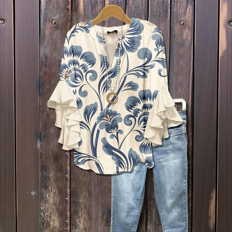 Vintage Bluse Mit Blumendruck