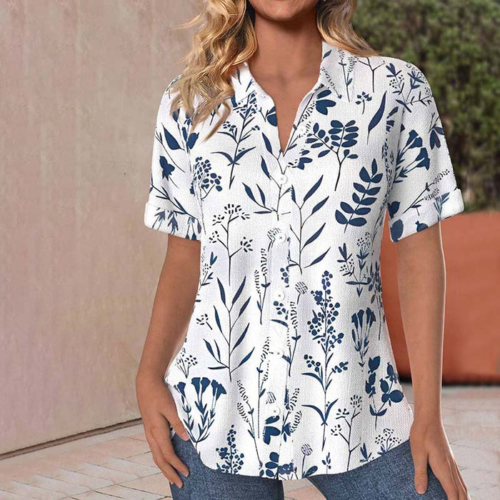 Lässige Bluse Mit Blattmuster