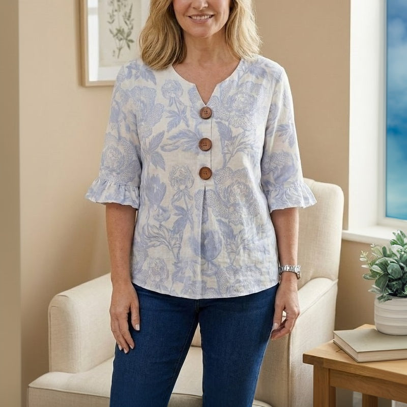 Vintage-Bluse Mit Blumenmuster