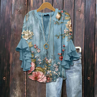 Vintage Bluse Mit Blumendruck