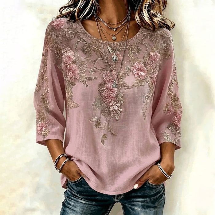 Vintage-Bluse Mit Blumenmuster