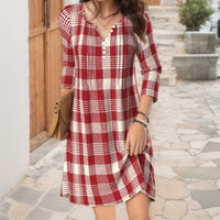 【Lange Ärmel】Lässiges Kariertes Kleid