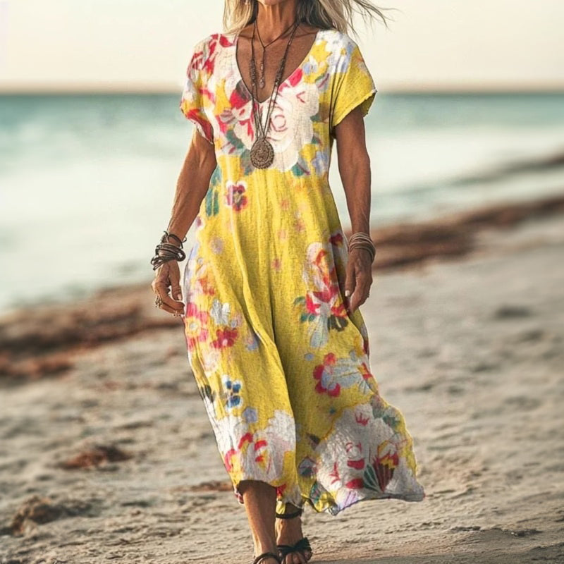Vintage-Kleid Mit Blumendruck