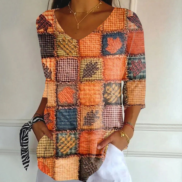 Vintage-T-Shirt Mit Blätter-Print